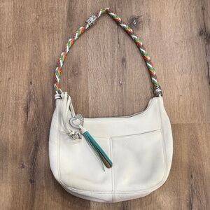 Brighton Cream Shoulder Bag with Colorful Tassle & Strap